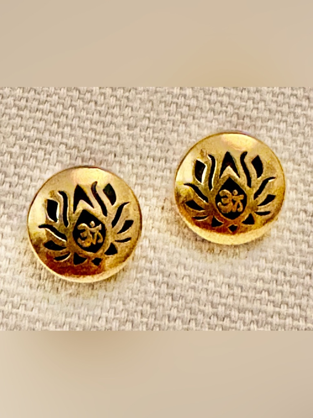 Alex and Ani Gold Lotus Om Stud Earrings